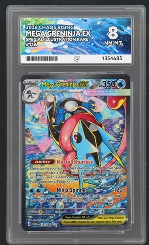 Pokemon chaos rising Mega Greninja EX 116/086 SIR ACE 8 not psa