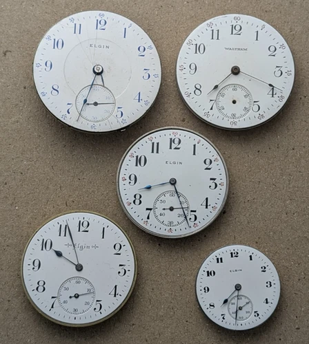 Antique Vintage Elgin Waltham Pocket Watch Movements - Lot #7