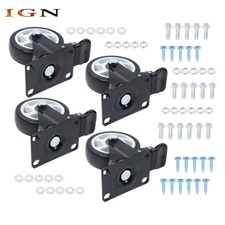 4 Pack 2200Lbs 4 Inch Heavy Duty Swivel Caster Wheels With Brake And White Hubs