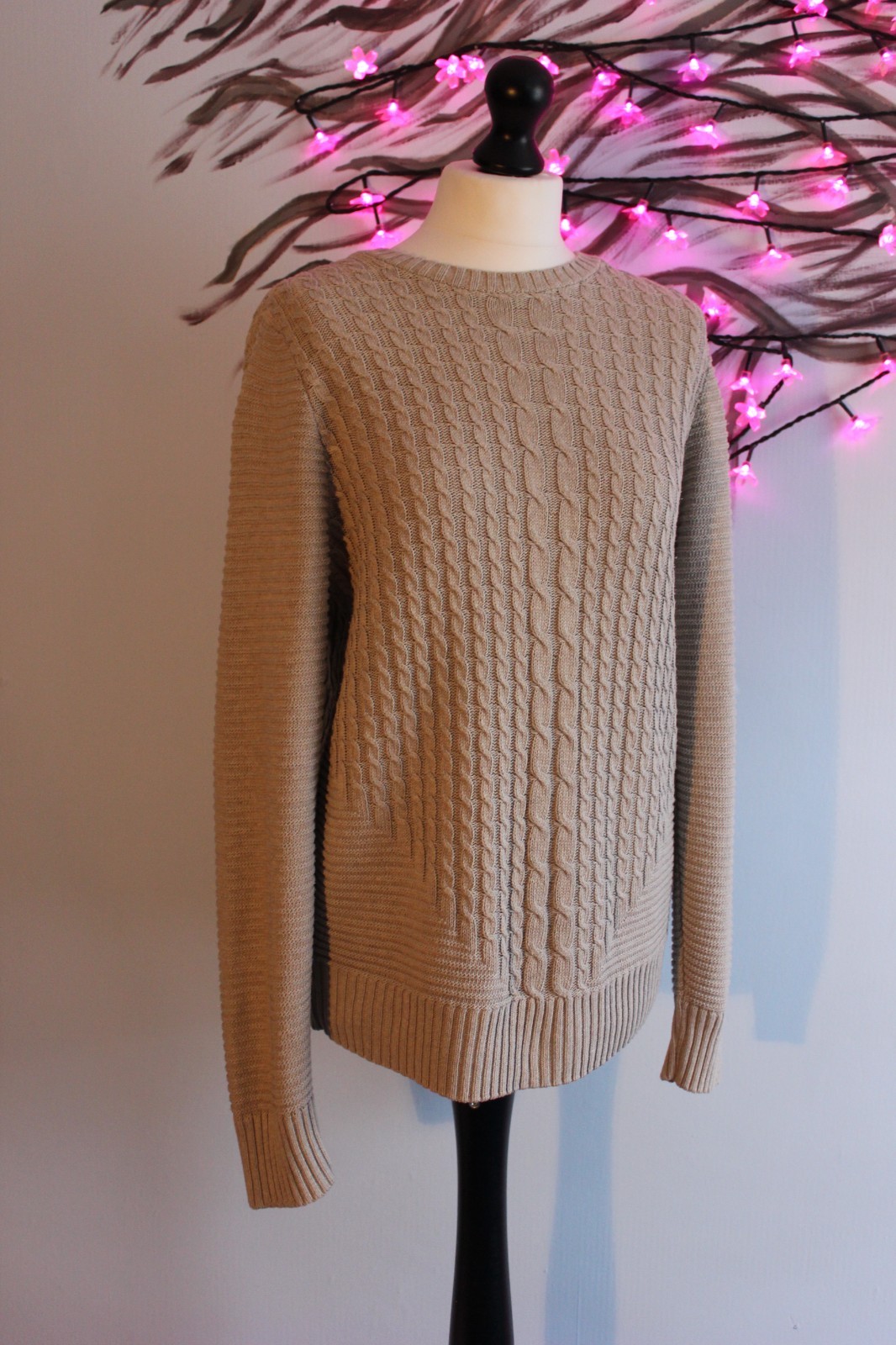 The British Jumper Company Cotton Fisherman Knit Stone Colour Academia size S
