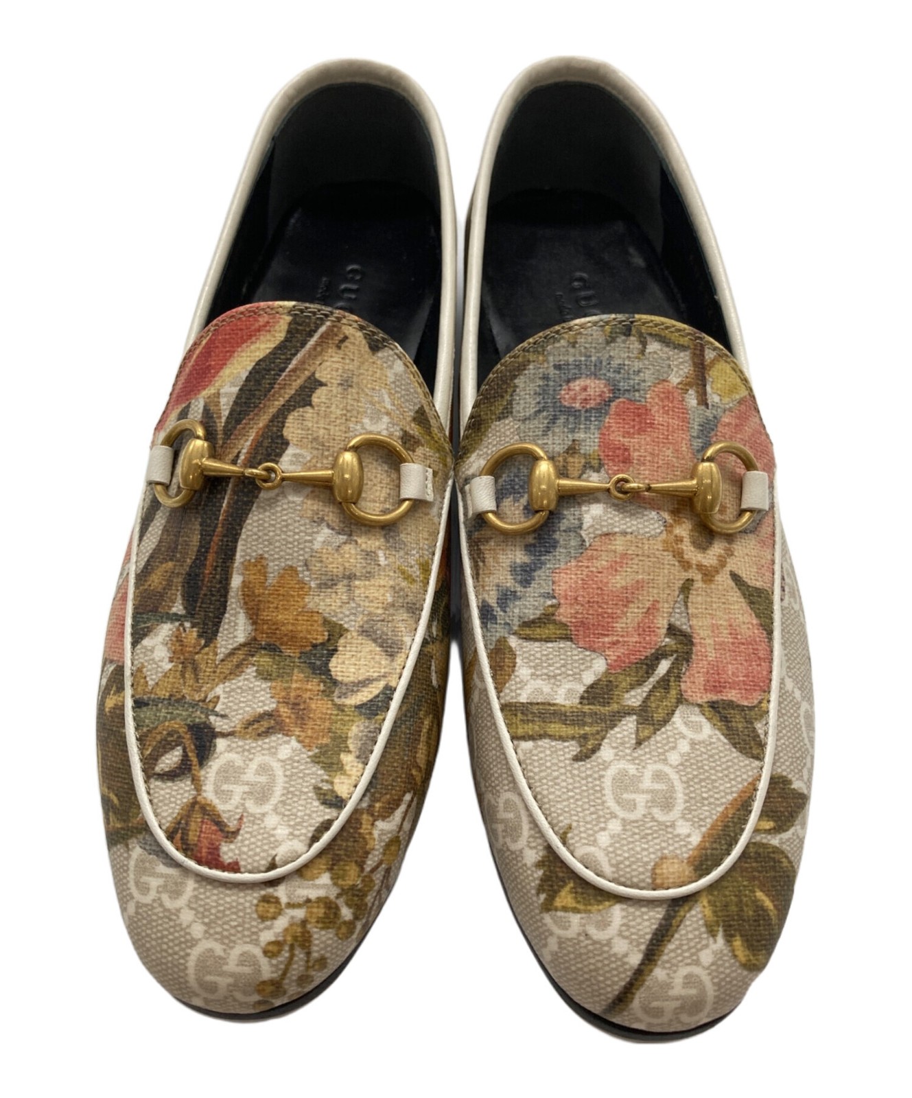 GUCCI Women's Loafers Horsebit Canvas Multicolor Size:34.5/JP:22 135310K Authen