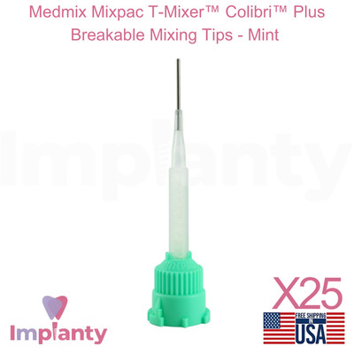 25x Medmix MIXPAC  Mint T-Mixer  Colibri  Plus Breakable Dental Mixing Tips