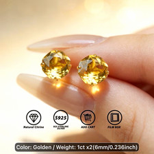 Natural Yellow Citrine 925 Sterling Silver St...