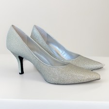 NEW WOMEN'S SIZE 8 .5 SILVER SPARKLE FIONI NIGHT HIGH HEEL SHOES