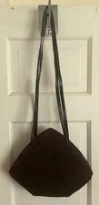 Charles Jourdan Paris Vintage Dark Brown Suede Geometric Shoulder Bag