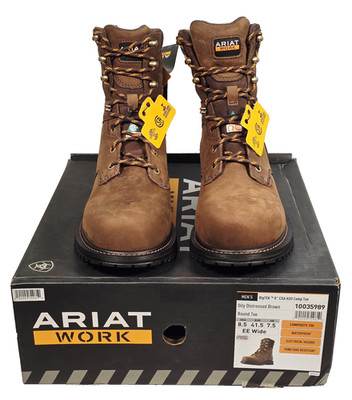 ARIAT RigTEK Mens 8'' CSA Comp Toe Work Boot Distressed Brown Size 8.5EE 10035989