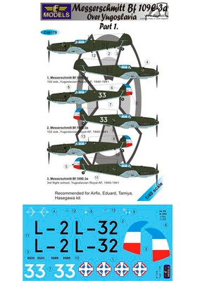 1/48 Bf 109E-3a over Yugoslavia part 1 3 Decal Options for Airfix/Eduard/Tamiya