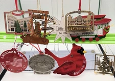 Christmas Ornaments Lot Various States Locations Mixed Materials 10