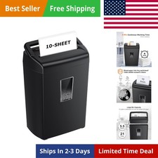 10-Sheet Cross Cut Paper Shredder, 5.5 Gal Home Office Heavy Duty Shredder fo...