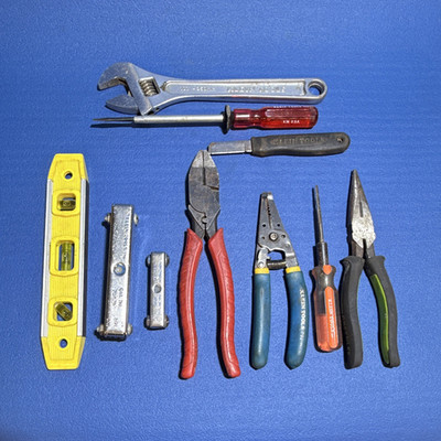 Klein Tools Mixed Tool Set w/ Level, Pliers, Wire Stripper, Wrench, Screwdriver