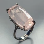 Handmade 28 ct+ Natural Rose Quartz Ring 925 Sterling Silver Size 8.5 /R479138