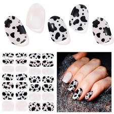 Semi Cured Gel Nail Strips | 28 pcs Gel Nail Strips Work with Any Black White