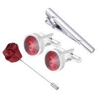 FüR Red Series ManschettenknöPfe & Krawattenklammer Set Mit Geschenkbox