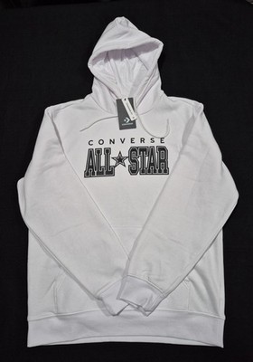 Converse-All Star  Mens Hooded Classic Logo Warm Sweatshirt White