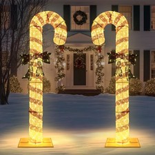 AplusChoice 2-Packs 8FT Christmas Candy Cane Lighted Outdoor Yard Decorations