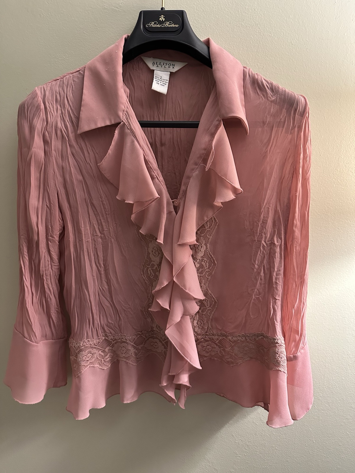 Vintage 90s Womens Medium Frilly Ruffled Button Front Shirt Top Romantic Fairy