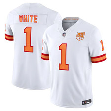 Men's '76 Buccaneers White 50th Season Game Jersey 1976-2025 All Stitched S-3XL