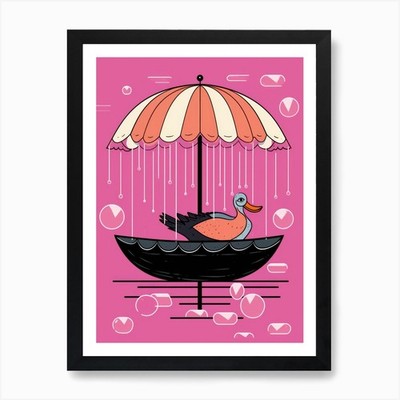 Ente im Regen 1 Kunstdruck gerahmt Wandbild Poster Leinwanddruck Bild