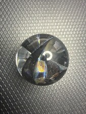 Large 1.6" Handmade Contemporary Marble - Clear with Black Sparkle Swirl Design