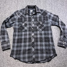 Vintage Wrangler Flannel Shirt Mens M Plaid Pearl Snap Western Cowboy Multicolor