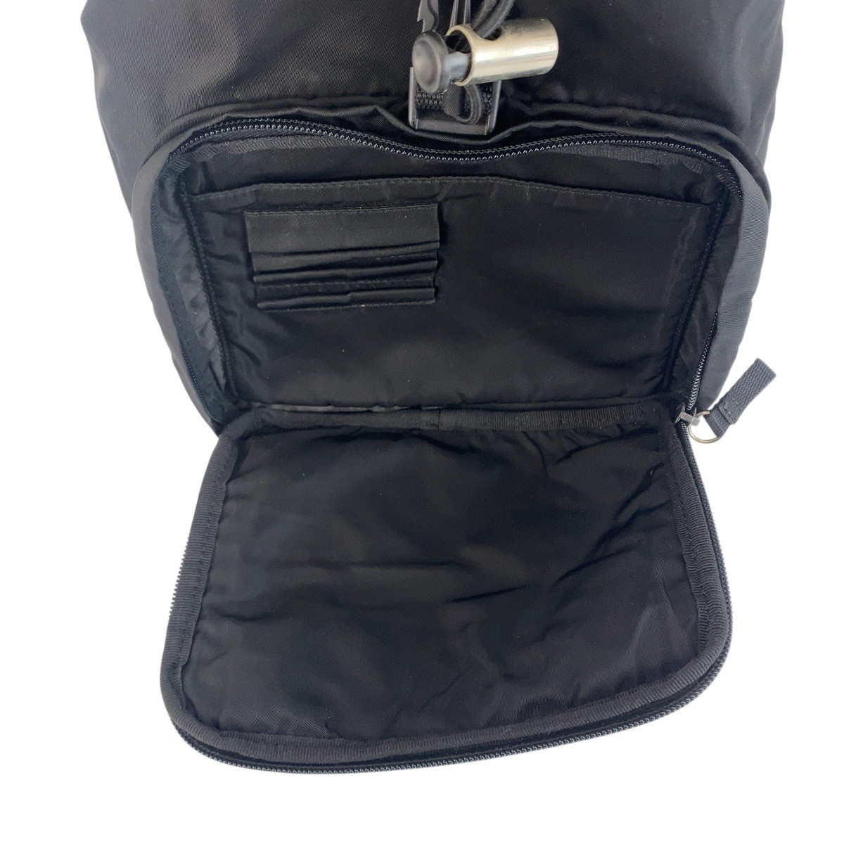 PRADA tessuto triangle logo plate black silver hardware nylon backpack daypack thumbnail 5