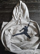 Michael Jordan Air Jordan Big Jumpman Gray/Black Hooded Sweatshirt Mens Large