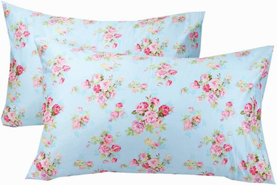 Cotton Pillow Cases Standard Size Set of 2, Flower Printed Queen Pillowcases, Pr