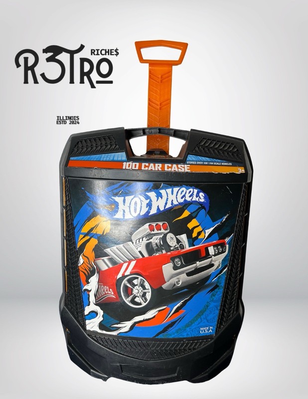Hot Wheels Storage Case 100-Car Rolling With Retractable Handle -Rare Pattern