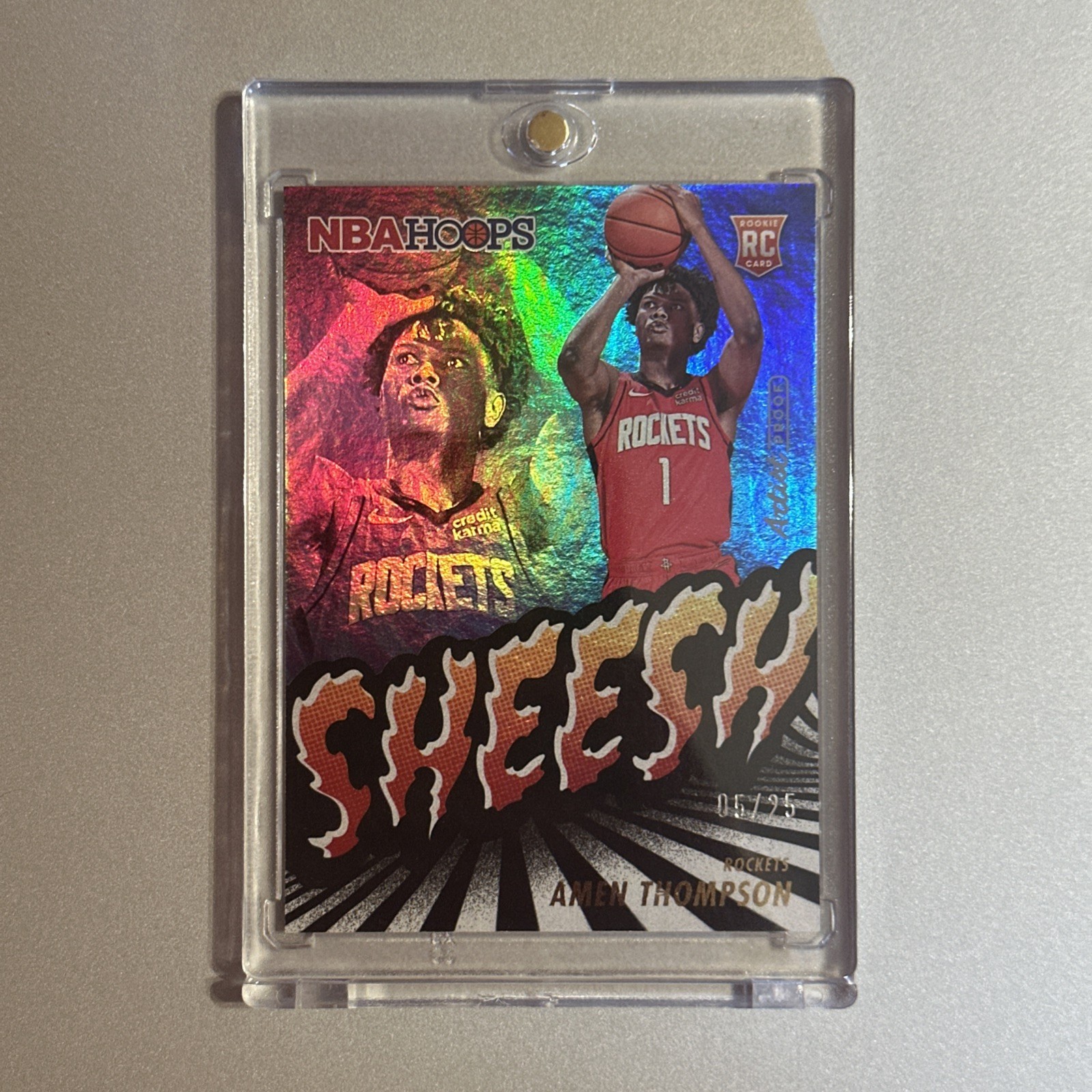 Panini- 2023 Amen Thompson NBA Hoops Sheesh Artist Proof 5/25 Rookie Card #16