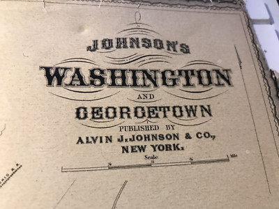 Vintage Washington - Georgetown Map R.R. Lines PUB. Alvin Johnson New York RARE