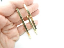 Long Pointed Gold Tone Metal Open Ended Hoop Pierced Earrings Vintage
