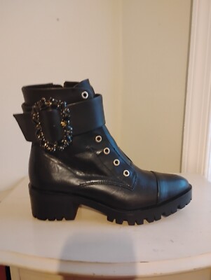 Karl Lagerfield boots w/Rhinestone Buckle-Sz. 8 US -NEW