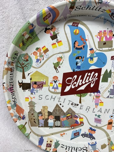SCHLITZ SCHLITZERLAND BEER METAL SERVINING TRAY - Picture 2 of 7