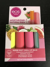 EOS Moisturizing Natural Shea Super Soft Lip Balm - Tropical 4 Pack (NEW)