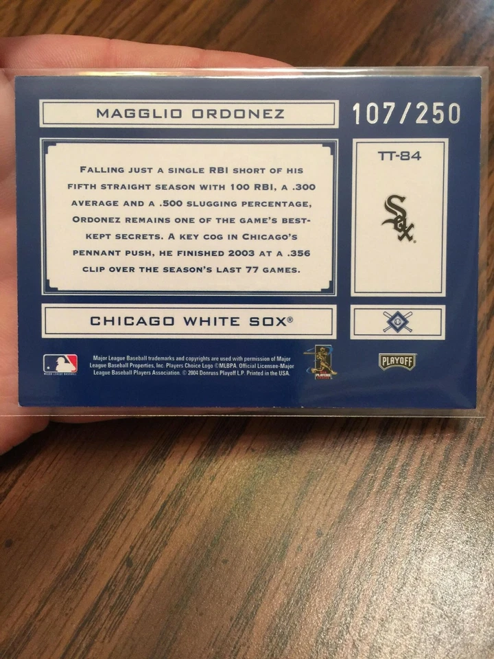 MAGGLIO ORDONEZ 2004 ABSOLUTE "TOOLS OF THE TRADE" CHICAGO WHITE SOX INSERT /250 - Image 2 of 2