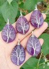 5pcs Amethyst Gems Stone Tree of life Pendants Energy Reiki Healing Amulet