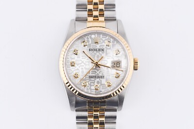 Rolex Datejust 16233 Yellow Gold Bezel Custom Anniversary Dial 36mm