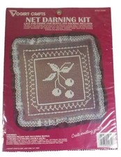 Vogart Crafts Net Darning Kit Cherry Cherries Pillow Kit 14" X 14" New 2526E