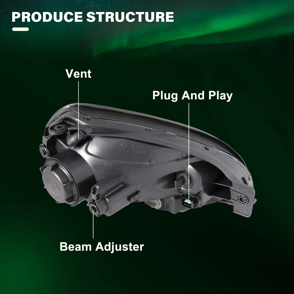 适用于 2005 - 2009 年现代图森全新卤素黑色车头灯前照灯总成一对 — 第 4/4 张图片