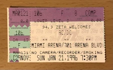 1996 AC/DC BALLBREAKER TOUR MIAMI FLORIDA CONCERT TICKET STUB BACK IN BLACK F8