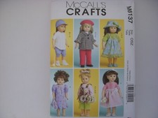 McCall's 6137 Crafts 18" Tall Am Girl Size Doll Dresses Coat Top Pants Pattern