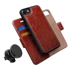 Luxitude Vegan Leather Phone Case Wallet  iPhone 7 Dual Mode Kickstand Car Mount