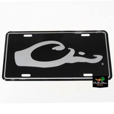 Drake Waterfowl Authentic Duck Head Logo Black Metal License Plate Silver Logo