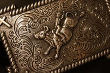 Nocona Youth Bull Rider Silver Tone Belt Buckle 36105
