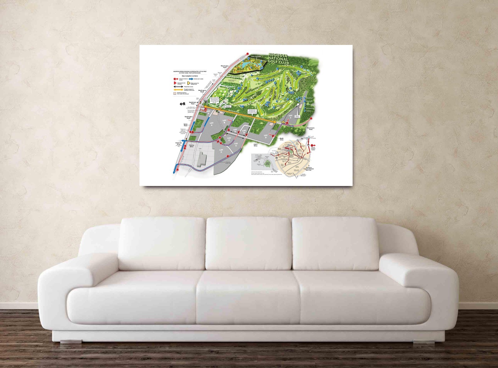 Augusta National Golf Club Course Map 30x20 Inch Canvas Framed Picture ...