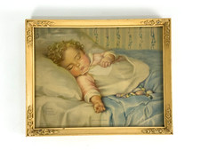 Vintage Framed Annie Benson Muller "Just A Little Dream" Sleeping Baby Print