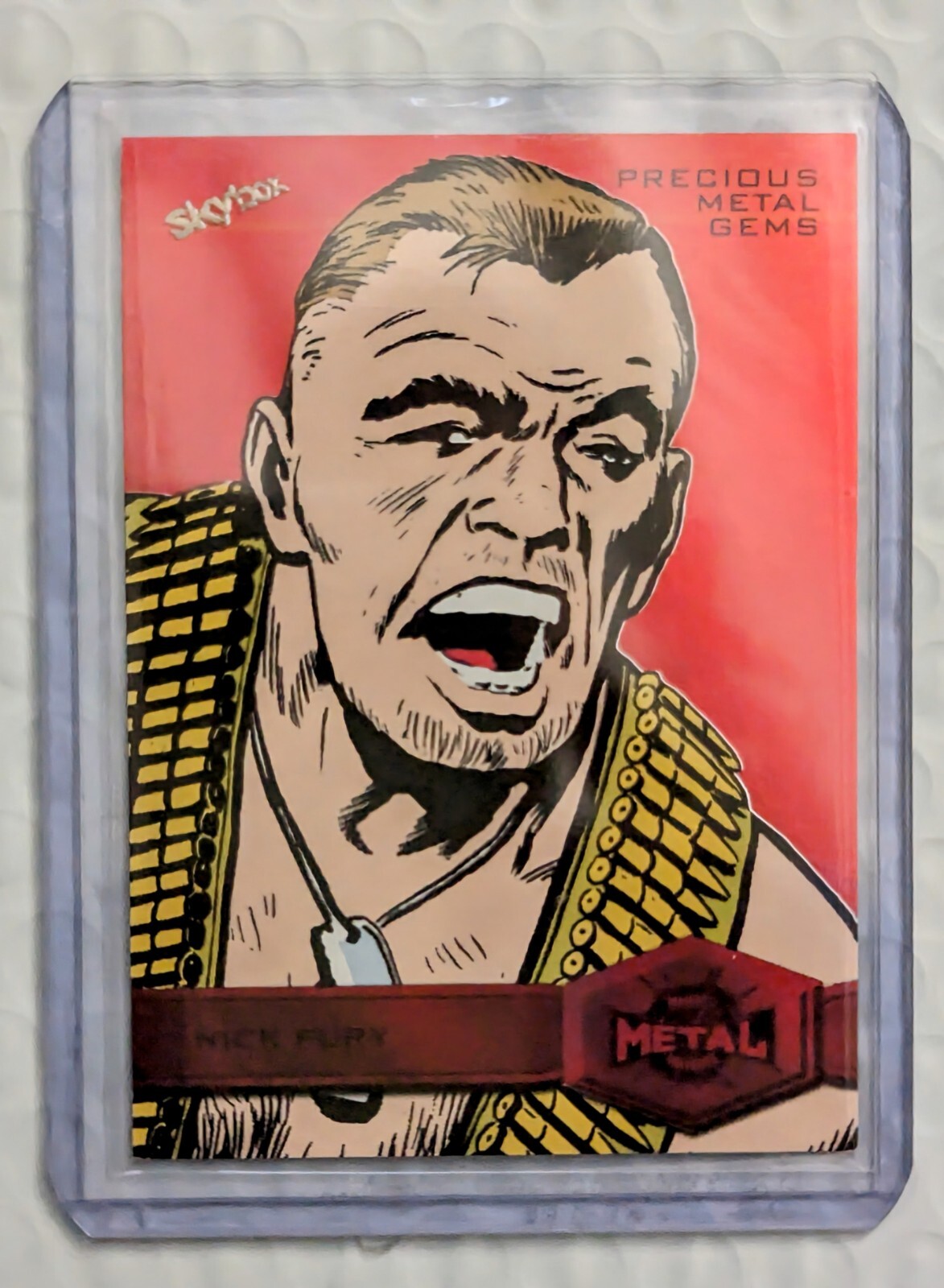 2022 Marvel Metal Universe Spider-Man Red PMG Gems #161 Nick Fury 73/100 High