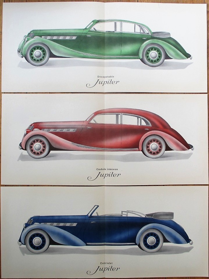美品】Empire Art DirectのAntique Automobile？ Imperia 1939 Art Deco Car Automobile Three Posters & Brochure