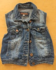 Girl's Denim Jean Vest Blue Size M Stylish Distressed Modern Fashion Sleeveless