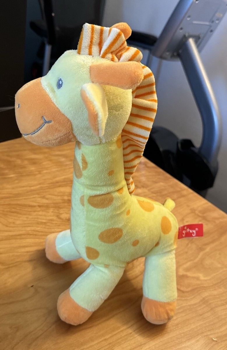 Gitzy Stuffed Animal Plush Giraffe Yellow Orange Polka Dots w Rattle 16”